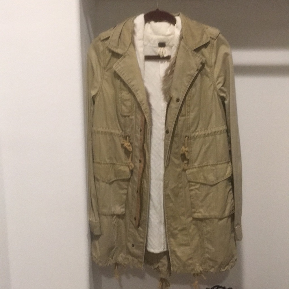 Free people fur trim lace up parka